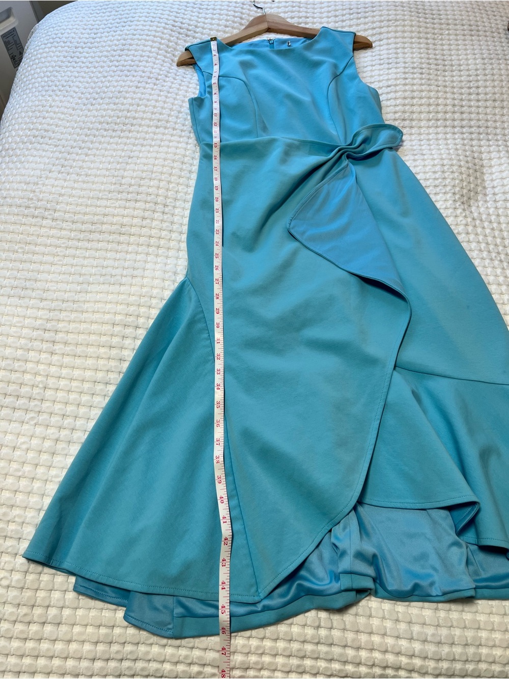 Fehaute Light Blue Elegant Sleevless Midi A-line Dress with Waist Twist - Picture 10 of 10